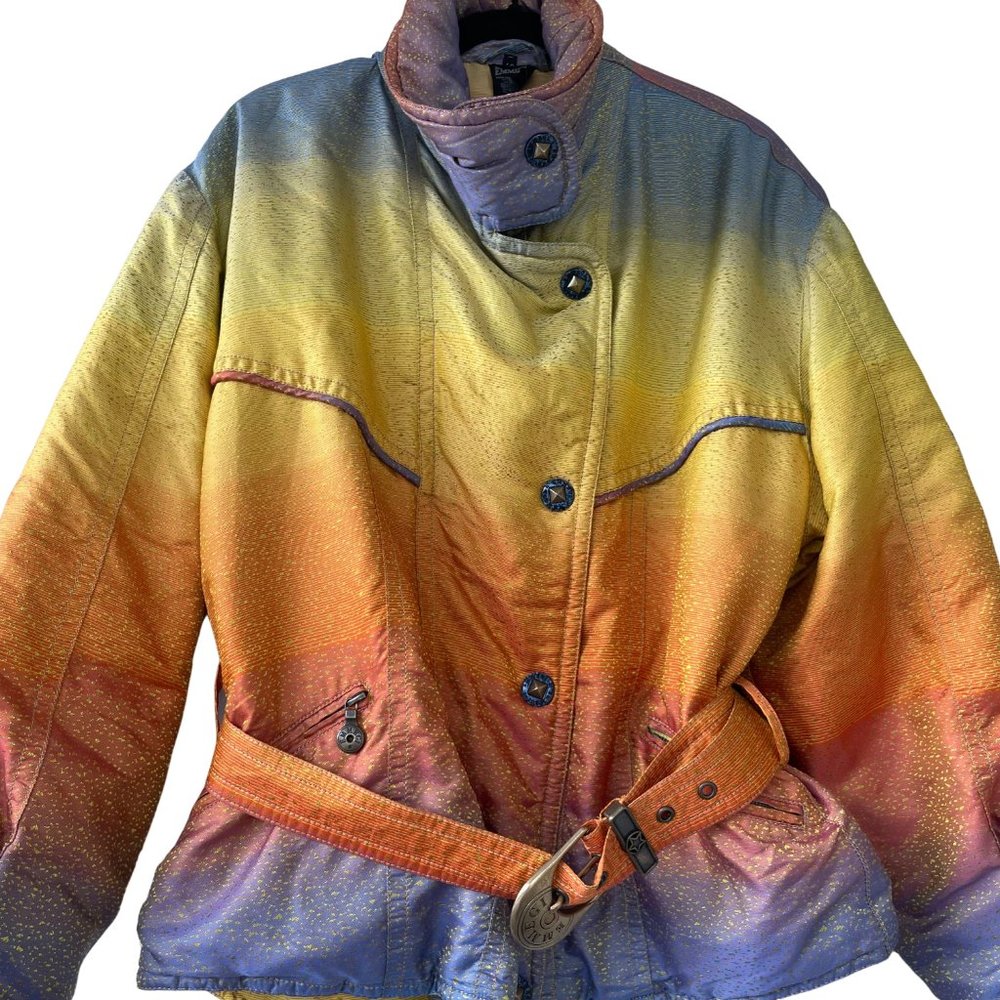 Vintage Emmegi Belted Winter ski jacket with high collar ladies size M/L - Picture 5 of 9